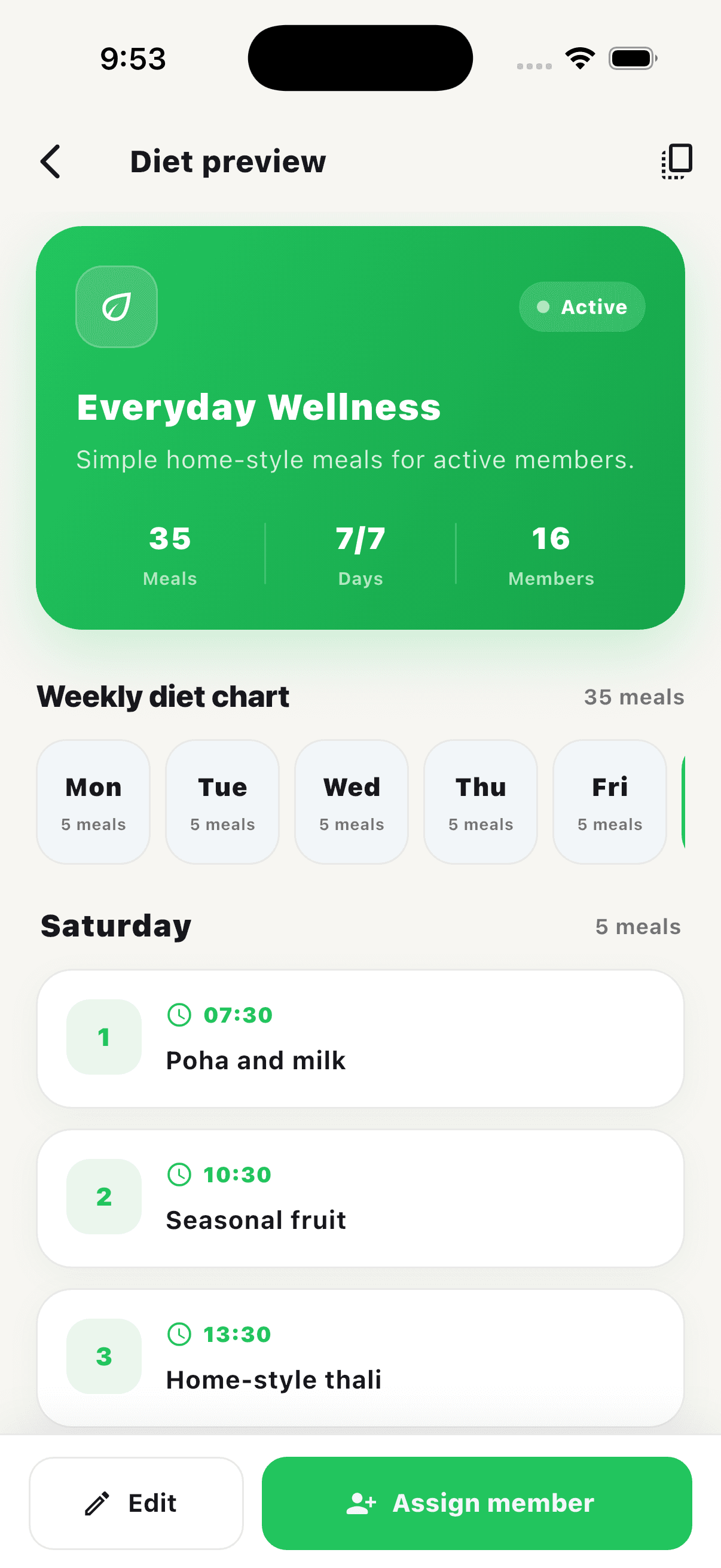 Gymmey weekly diet preview